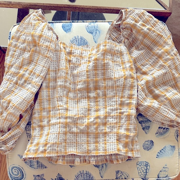 Anthropologie Tops - Anthropologie MAEVE Yellow and White Plaid Blouse